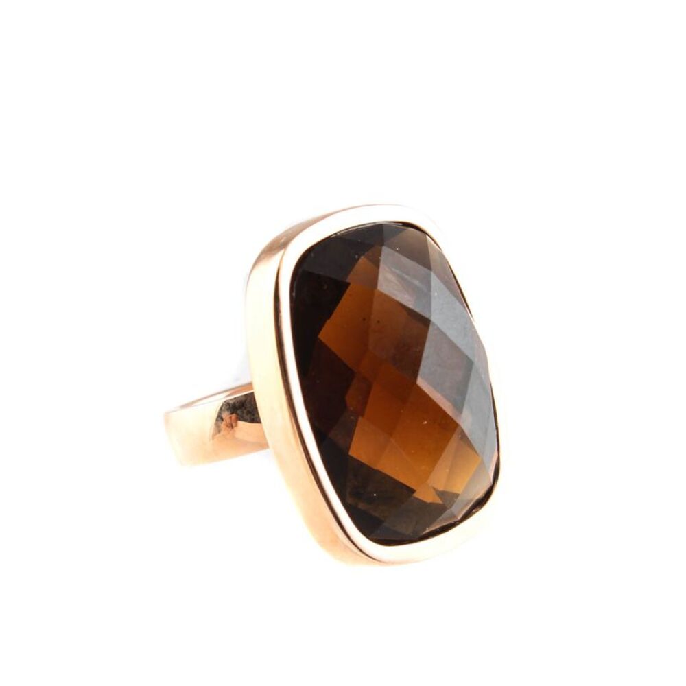 Folli Follie Womens Geometric Brown Resin Gold Tone Large Cocktail Ring Size 6.5
